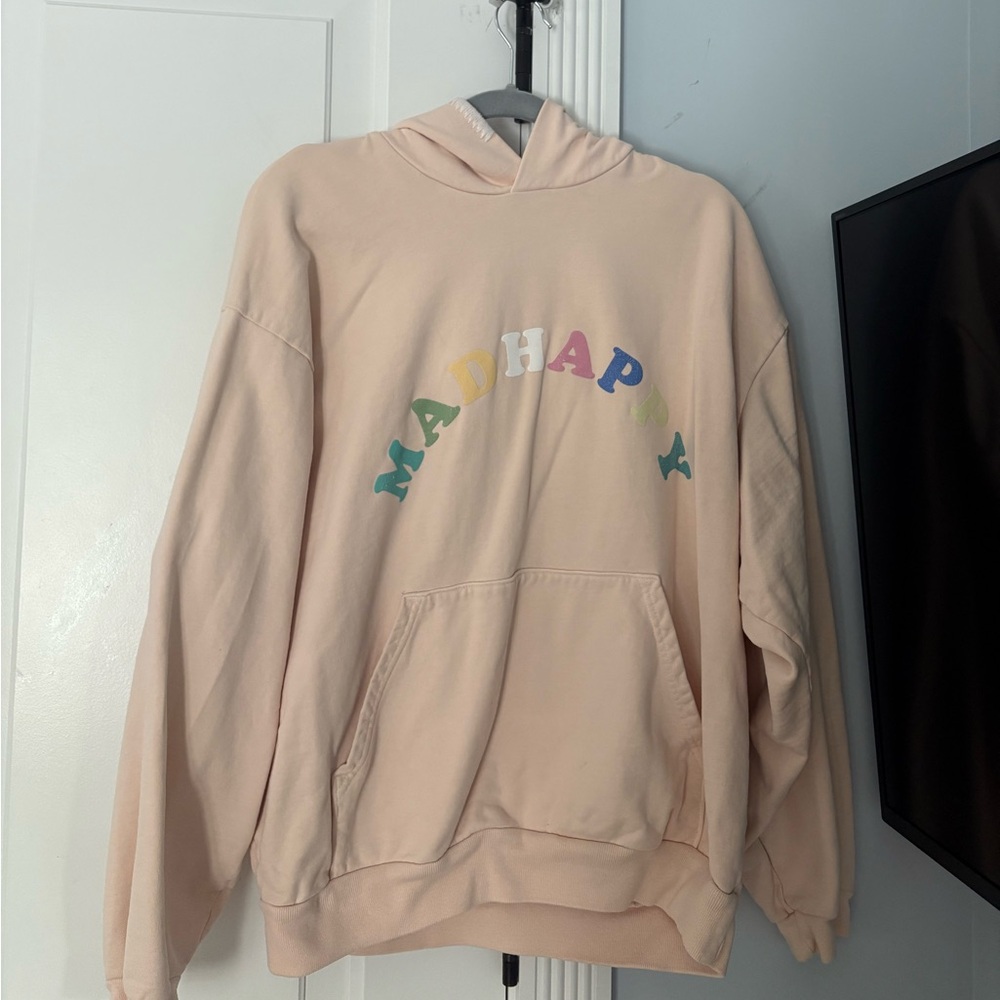Madhappy Cream Hoodie with Multicolor Lettering